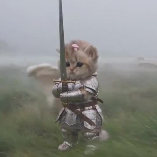 Knight Cat with a pet
